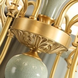 Lustre traditionnel classique en laiton pour mini style métal 8 ampoules