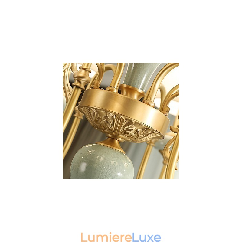 Lustre traditionnel classique en laiton pour mini style métal 8 ampoules
