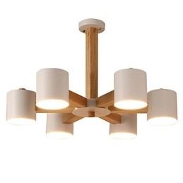Lustre 6 lumières moderne contemporain traditionnel classique vintage campagne bois caractéristique pour bois