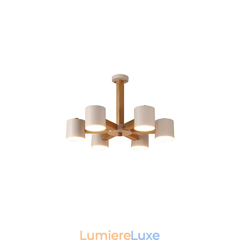 Lustre 6 lumières moderne contemporain traditionnel classique vintage campagne bois caractéristique pour bois