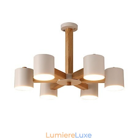 Lustre 6 lumières moderne contemporain traditionnel classique vintage campagne bois caractéristique pour bois