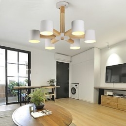 Lustre 6 lumières moderne contemporain traditionnel classique vintage campagne bois caractéristique pour bois