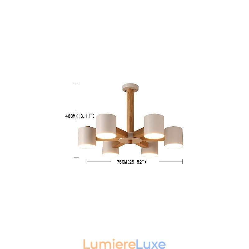 Lustre 6 lumières moderne contemporain traditionnel classique vintage campagne bois caractéristique pour bois