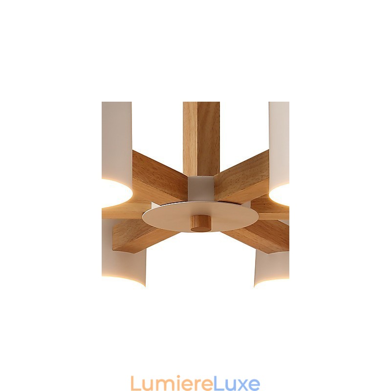 Lustre 6 lumières moderne contemporain traditionnel classique vintage campagne bois caractéristique pour bois