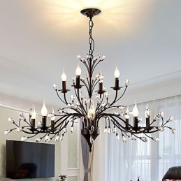 Lustre en cristal à 12 lumières, style moderne, contemporain, traditionnel, classique, vintage, rétro, style campagnard