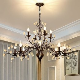 Lustre en cristal à 12 lumières, style moderne, contemporain, traditionnel, classique, vintage, rétro, style campagnard