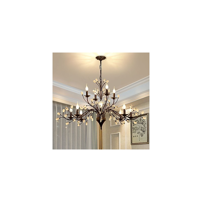 Lustre en cristal à 12 lumières, style moderne, contemporain, traditionnel, classique, vintage, rétro, style campagnard