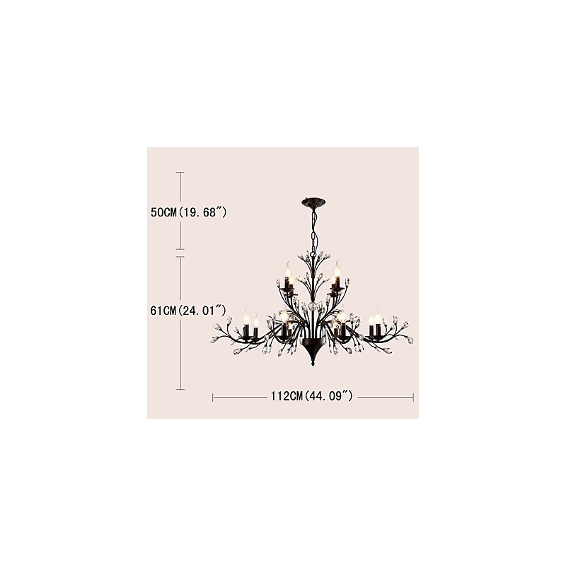 Lustre en cristal à 12 lumières, style moderne, contemporain, traditionnel, classique, vintage, rétro, style campagnard