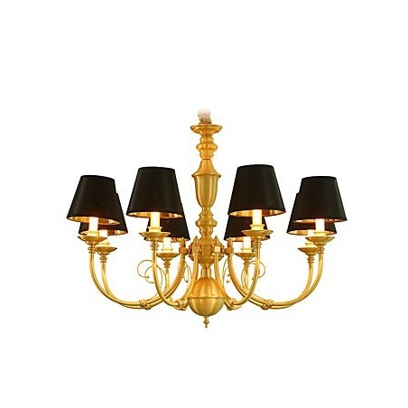 Lustre traditionnel classique en laiton pour mini style métal 8 ampoules Lustre traditionnel classique en laiton pour mini style métal 8 ampoules
