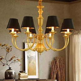 Lustre traditionnel classique en laiton pour mini style métal 8 ampoules