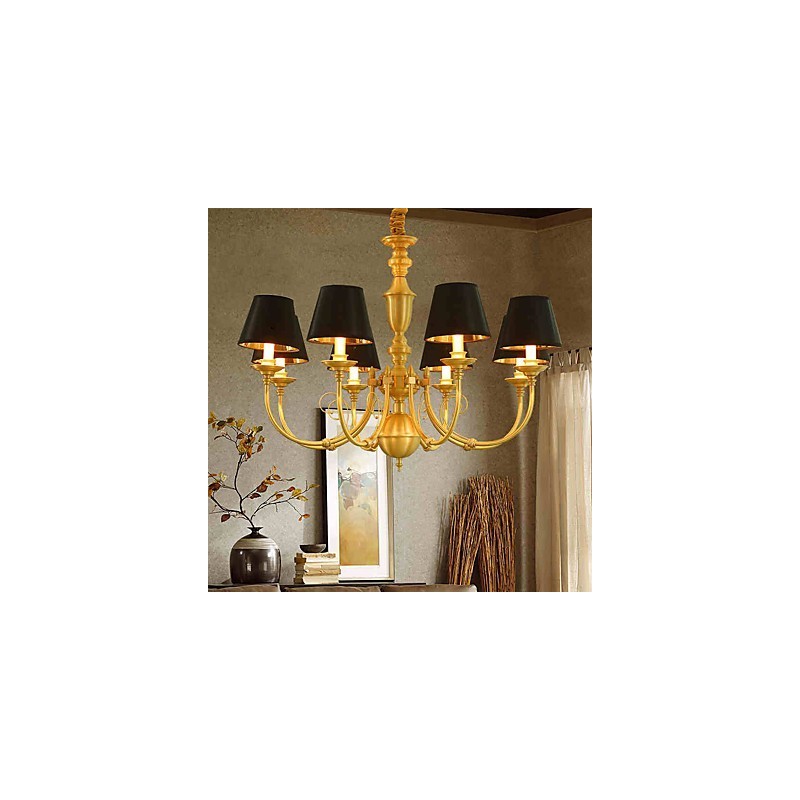 Lustre traditionnel classique en laiton pour mini style métal 8 ampoules