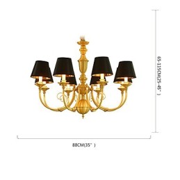 Lustre traditionnel classique en laiton pour mini style métal 8 ampoules