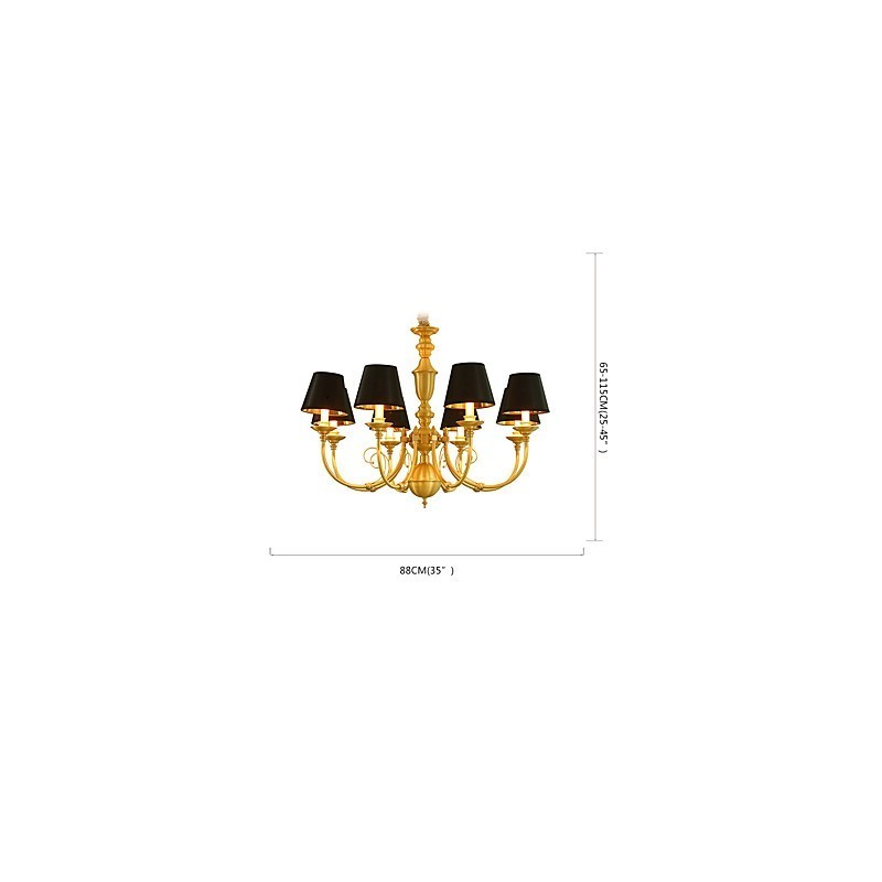 Lustre traditionnel classique en laiton pour mini style métal 8 ampoules