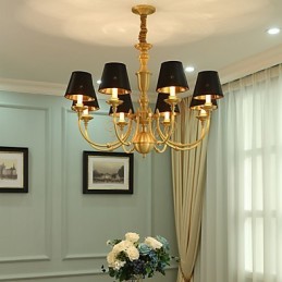 Lustre traditionnel classique en laiton pour mini style métal 8 ampoules