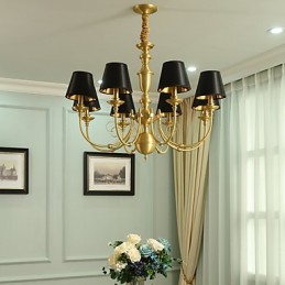 Lustre traditionnel classique en laiton pour mini style métal 8 ampoules