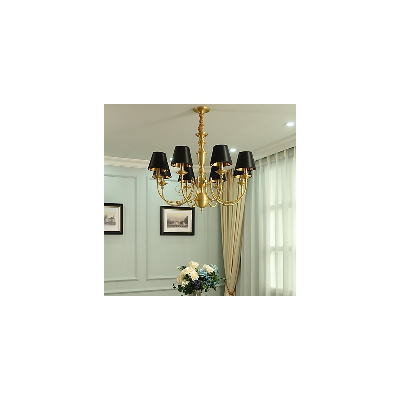 Lustre traditionnel classique en laiton pour mini style métal 8 ampoules