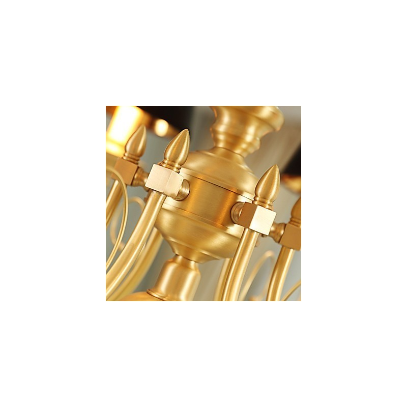 Lustre traditionnel classique en laiton pour mini style métal 8 ampoules