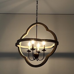 Lustre industriel américain vintage en métal et bois, luminaire décoratif d'intérieur