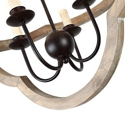 Lustre industriel américain vintage en métal et bois, luminaire décoratif d'intérieur