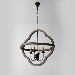 Lustre industriel américain vintage en métal et bois, luminaire décoratif d'intérieur