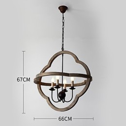 Lustre industriel américain vintage en métal et bois, luminaire décoratif d'intérieur