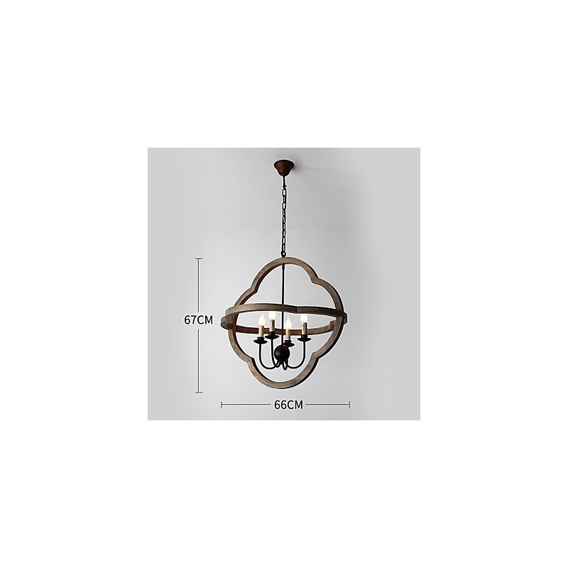 Lustre industriel américain vintage en métal et bois, luminaire décoratif d'intérieur