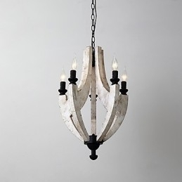 Lampe de lustre en bambou de style mini en bois de peinture vintage, lampe suspendue décorative