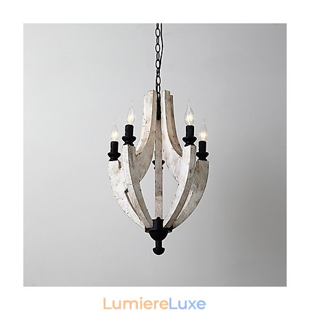 Lampe de lustre en bambou de style mini en bois de peinture vintage, lampe suspendue décorative Lampe de lustre en bambou de style mini en bois de peinture vintage, lampe suspendue décorative