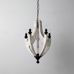 Lampe de lustre en bambou de style mini en bois de peinture vintage, lampe suspendue décorative