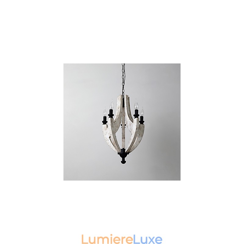 Lampe de lustre en bambou de style mini en bois de peinture vintage, lampe suspendue décorative