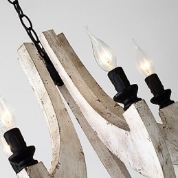 Lampe de lustre en bambou de style mini en bois de peinture vintage, lampe suspendue décorative