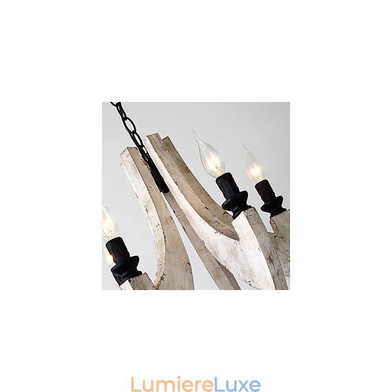 Lampe de lustre en bambou de style mini en bois de peinture vintage, lampe suspendue décorative