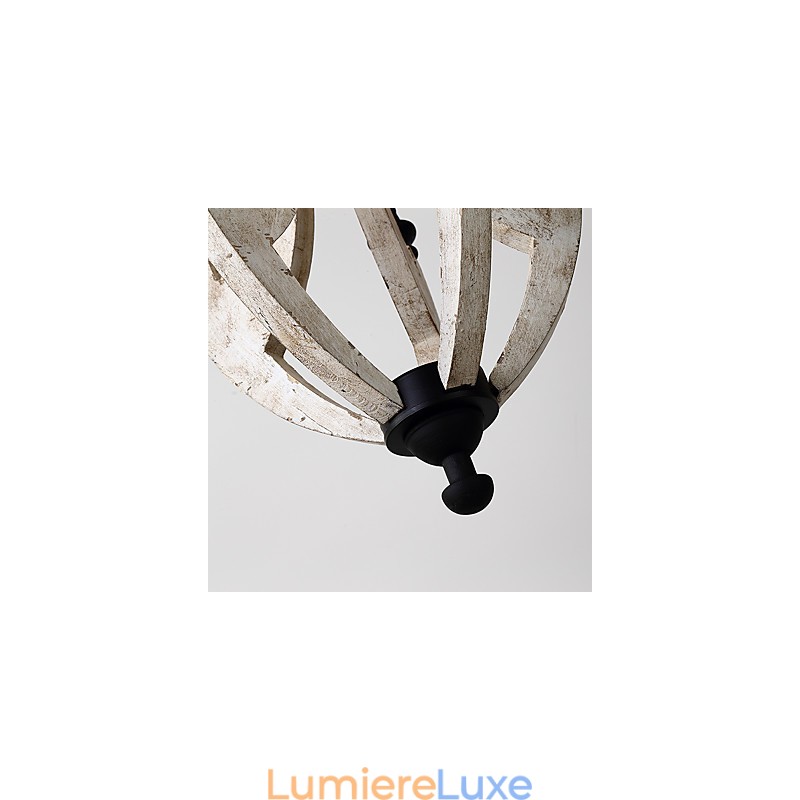 Lampe de lustre en bambou de style mini en bois de peinture vintage, lampe suspendue décorative