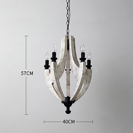 Lampe de lustre en bambou de style mini en bois de peinture vintage, lampe suspendue décorative