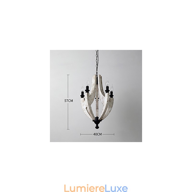 Lampe de lustre en bambou de style mini en bois de peinture vintage, lampe suspendue décorative