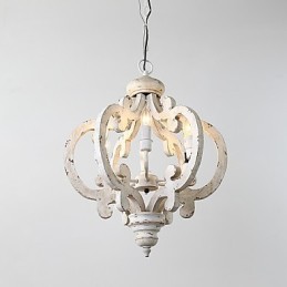 Lampe de lustre en bambou de style mini en bois de peinture vintage, lampe suspendue décorative