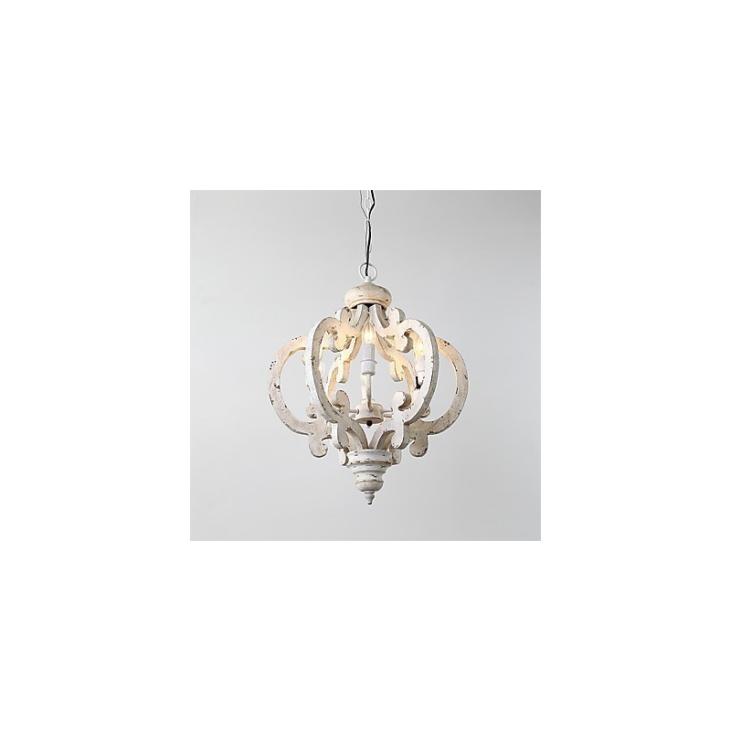 Lampe de lustre en bambou de style mini en bois de peinture vintage, lampe suspendue décorative