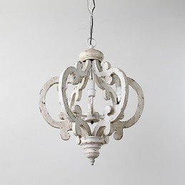 Lampe de lustre en bambou de style mini en bois de peinture vintage, lampe suspendue décorative