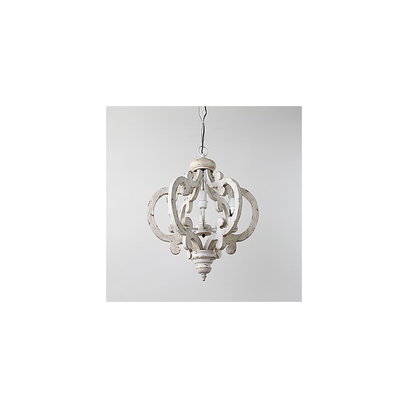 Lampe de lustre en bambou de style mini en bois de peinture vintage, lampe suspendue décorative