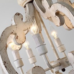 Lampe de lustre en bambou de style mini en bois de peinture vintage, lampe suspendue décorative