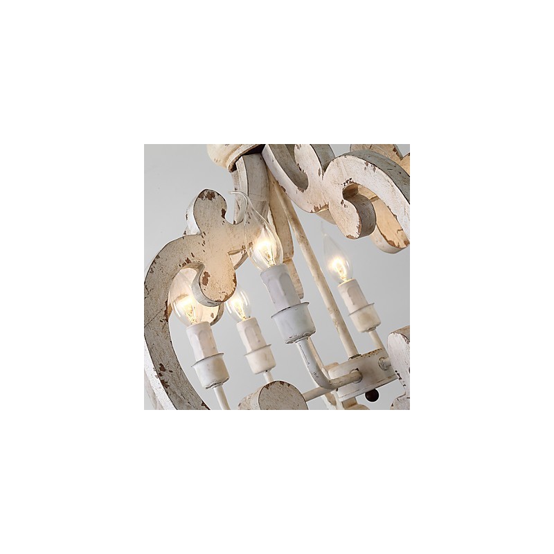 Lampe de lustre en bambou de style mini en bois de peinture vintage, lampe suspendue décorative
