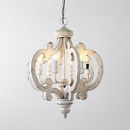 Lampe de lustre en bambou de style mini en bois de peinture vintage, lampe suspendue décorative