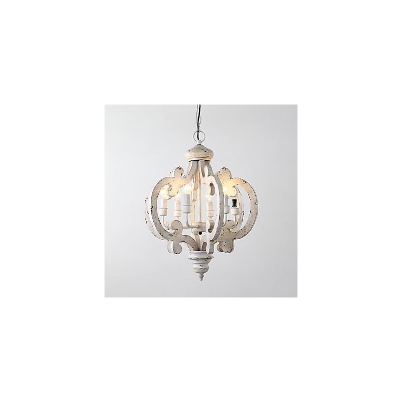 Lampe de lustre en bambou de style mini en bois de peinture vintage, lampe suspendue décorative