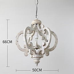 Lampe de lustre en bambou de style mini en bois de peinture vintage, lampe suspendue décorative