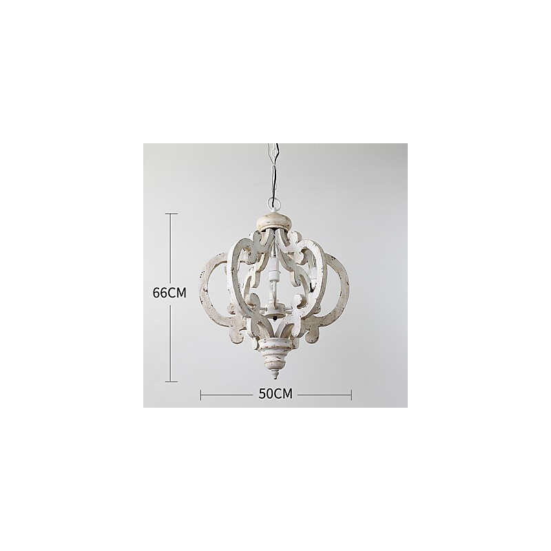 Lampe de lustre en bambou de style mini en bois de peinture vintage, lampe suspendue décorative