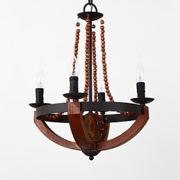 Lustre en bambou et bois de style mini, style vintage, à quatre lumières, lampe suspendue décorative