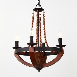 Lustre en bambou et bois de style mini, style vintage, à quatre lumières, lampe suspendue décorative