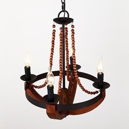 Lustre en bambou et bois de style mini, style vintage, à quatre lumières, lampe suspendue décorative