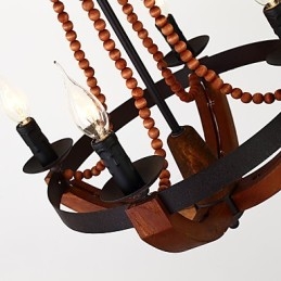 Lustre en bambou et bois de style mini, style vintage, à quatre lumières, lampe suspendue décorative