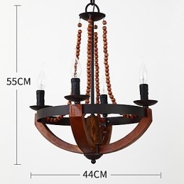 Lustre en bambou et bois de style mini, style vintage, à quatre lumières, lampe suspendue décorative
